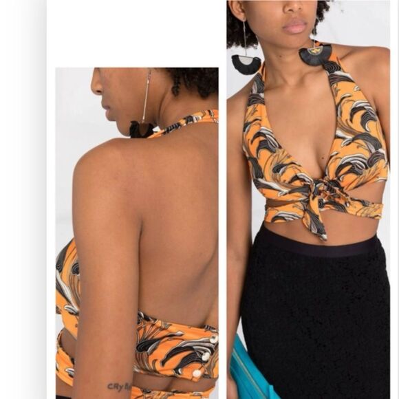Paco Rabanne Floral Halter Crop Top size 6 NWT $395 - Picture 1 of 11
